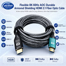 8K 60Hz HDMI 2.1 AOC fibre optic cable, armoured 48Gbps