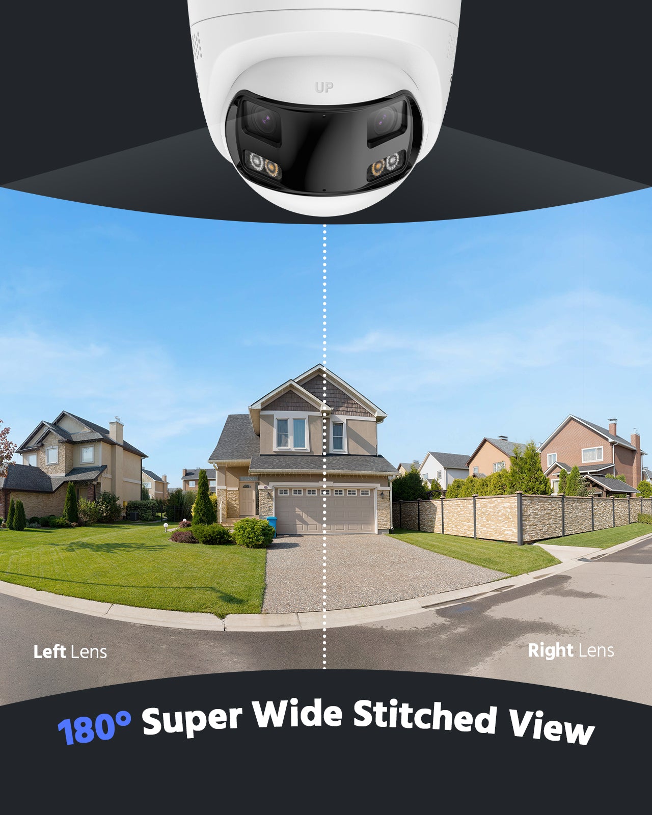 FCD800 - 8MP UHD Dual-Lens Outdoor PoE Security Camera, 180° Panoramic View, Smart Dual Light Night Vision, Two-Way Audio, Active Siren & Alarm, Human & Vehicle Detection, IP67