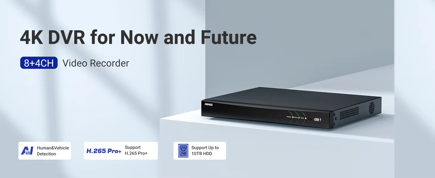 Annke 4K 8MP Compatible with 2.5 Inch and 3.5 Inch HDD Motion Detection Perimeter Protection CCTV Security Camera DVR