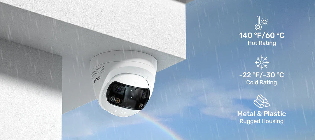 FCD800 - 8MP UHD Dual-Lens Outdoor PoE Security Camera, 180° Panoramic View, Smart Dual Light Night Vision, Two-Way Audio, Active Siren & Alarm, Human & Vehicle Detection, IP67