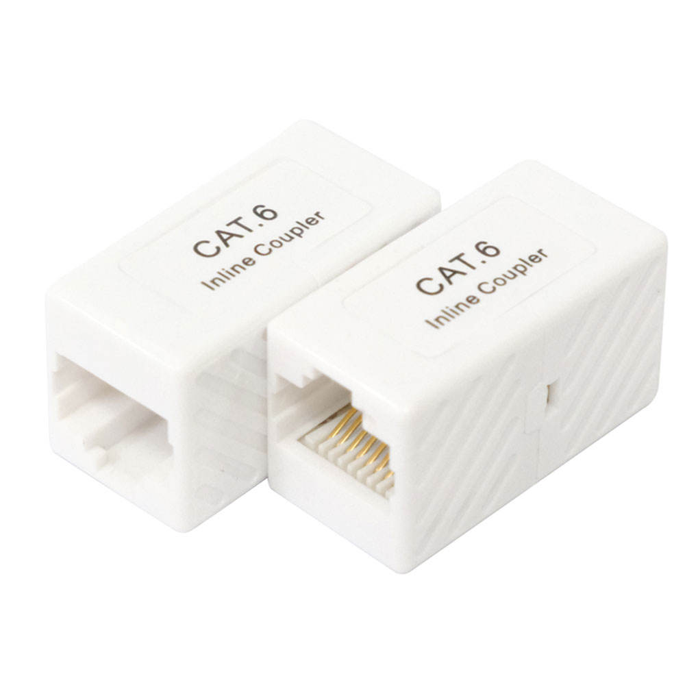 RJ45 Ethernet Cable Coupler – Cat5e Inline Extender (Female to Female) – 8P8C Network Cable Joiner with 50U Gold-Plated Contacts – LAN/UTP Patch Lead Adapter (White)