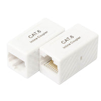 RJ45 Ethernet Cable Coupler – Cat5e Inline Extender (Female to Female) – 8P8C Network Cable Joiner with 50U Gold-Plated Contacts – LAN/UTP Patch Lead Adapter (White)
