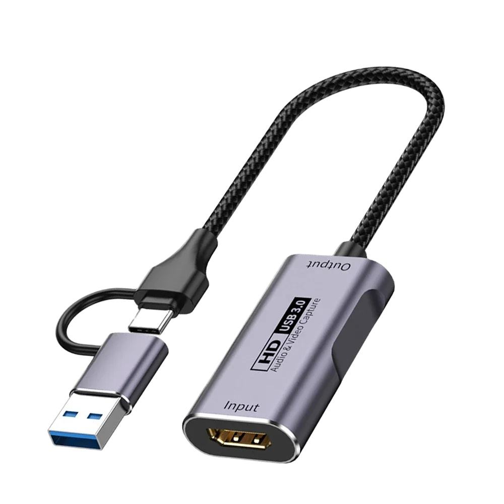 HDTV to USB3.0 and Type-c 2-in-1 Video Capture Card 4K With Multi-system Compatibility for Switch Phone PC Live Broadca
