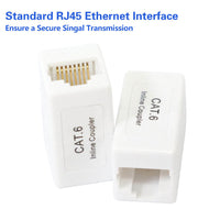 RJ45 Ethernet Cable Coupler – Cat5e Inline Extender (Female to Female) – 8P8C Network Cable Joiner with 50U Gold-Plated Contacts – LAN/UTP Patch Lead Adapter (White)