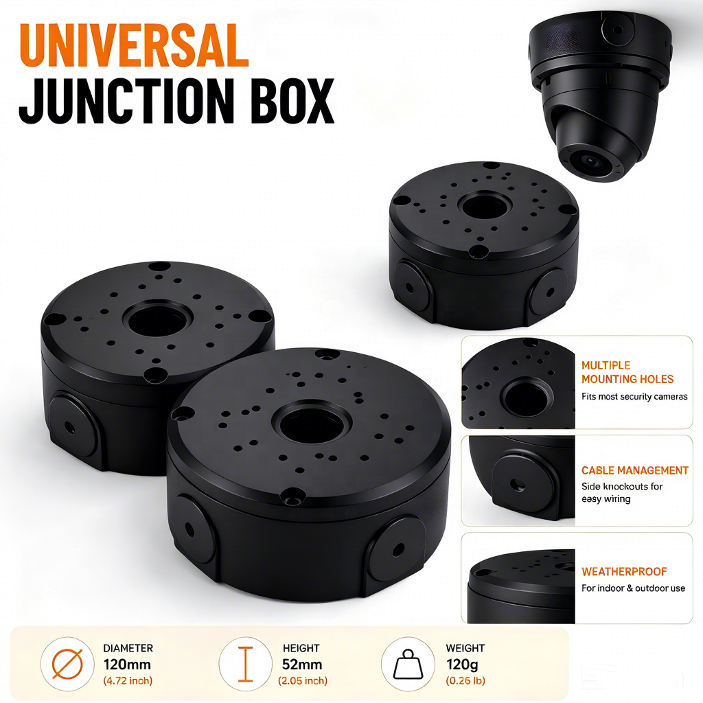 Universal Waterproof ABS CCTV Camera Junction Box for Dome Cameras – Compatible with ANNKE & Other Leading Brands