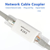 RJ45 Ethernet Cable Coupler – Cat5e Inline Extender (Female to Female) – 8P8C Network Cable Joiner with 50U Gold-Plated Contacts – LAN/UTP Patch Lead Adapter (White)