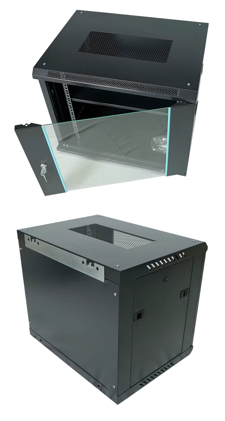 9U Server Rack Cabinet – SPCC Cold Rolled Steel, 50kg Load Capacity – IP20 Rated Network Enclosure for DVR & NVR, PABX & Servers (RAL9004 Black)