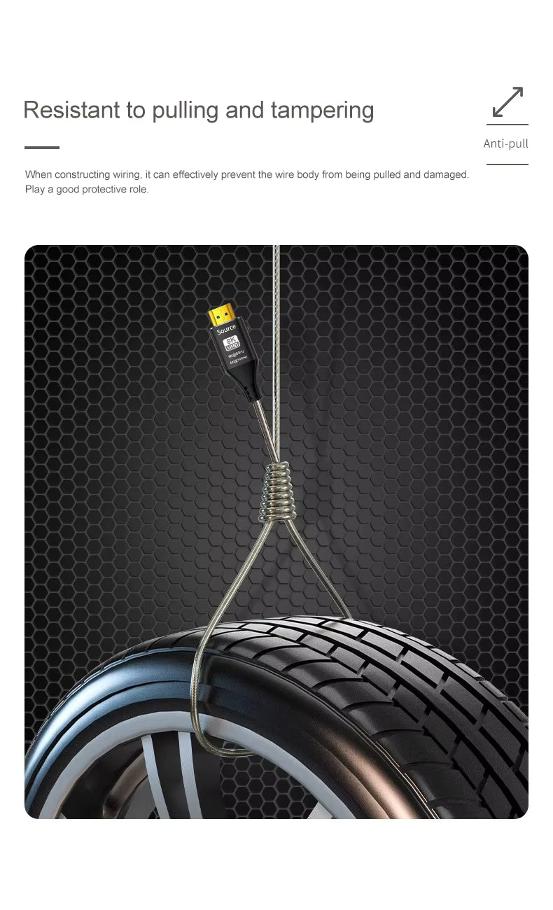 8K@60Hz HDMI 2.1 AOC Fibre Optic Cable – 4K@144Hz, 48Gbps, Armoured – product image 8
