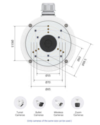 Junction Box Mount Bracket for CCTV Security Cameras Outdoor Waterproof Aluminum