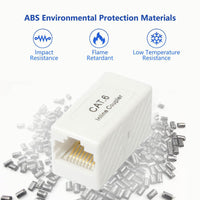 RJ45 Ethernet Cable Coupler – Cat5e Inline Extender (Female to Female) – 8P8C Network Cable Joiner with 50U Gold-Plated Contacts – LAN/UTP Patch Lead Adapter (White)