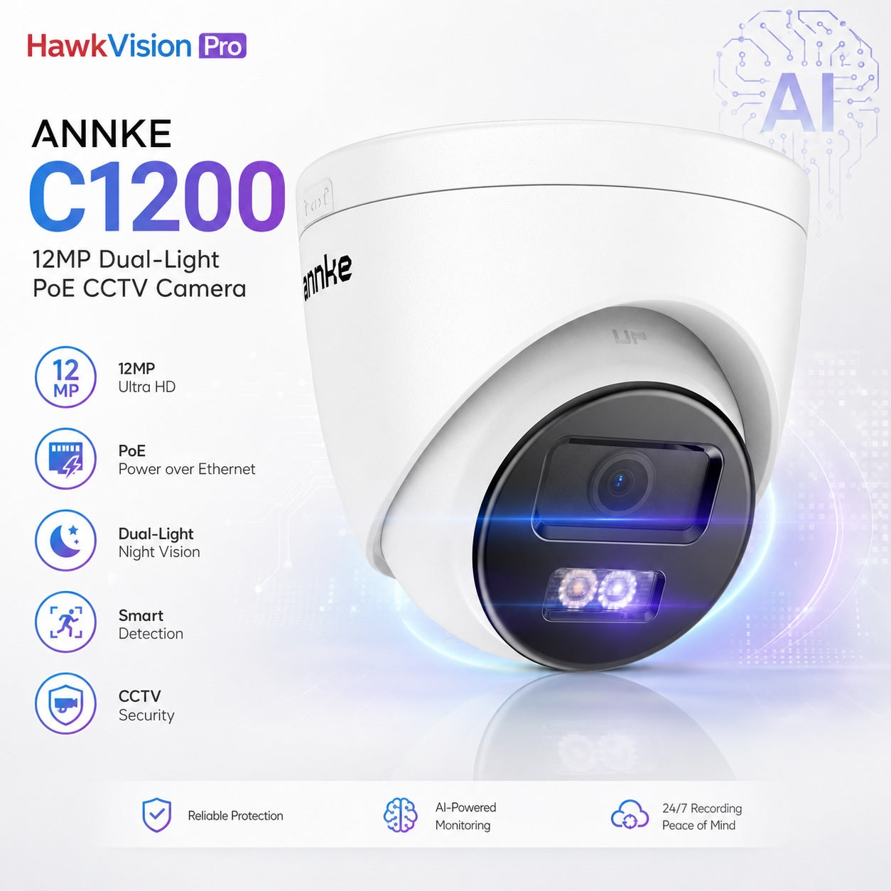 ANNKE C1200 I91DN 12MP Dual-Light PoE CCTV Camera