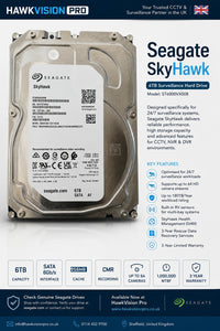 Seagate SkyHawk 6TB Surveillance Harms – 24/7 Recording, 256mb, for 64 Camera Support, Data Recovery Service Included (ST6000VXZ09)