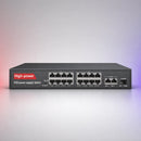 JHJ014-K 16-port PoE CCTV switch with dual RJ45 uplink and SFP uplink