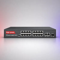 JHJ014-K 16-port PoE CCTV switch with dual RJ45 uplink and SFP uplink