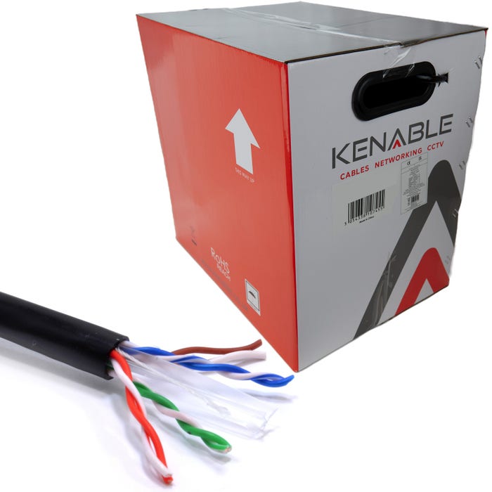 Kenable 003923 Cat6 cable reel; finished custom-length lead prepared by HawkVision Pro