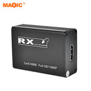 MAQIC HDMI extender receiver showing HDMI output and Cat6 connection